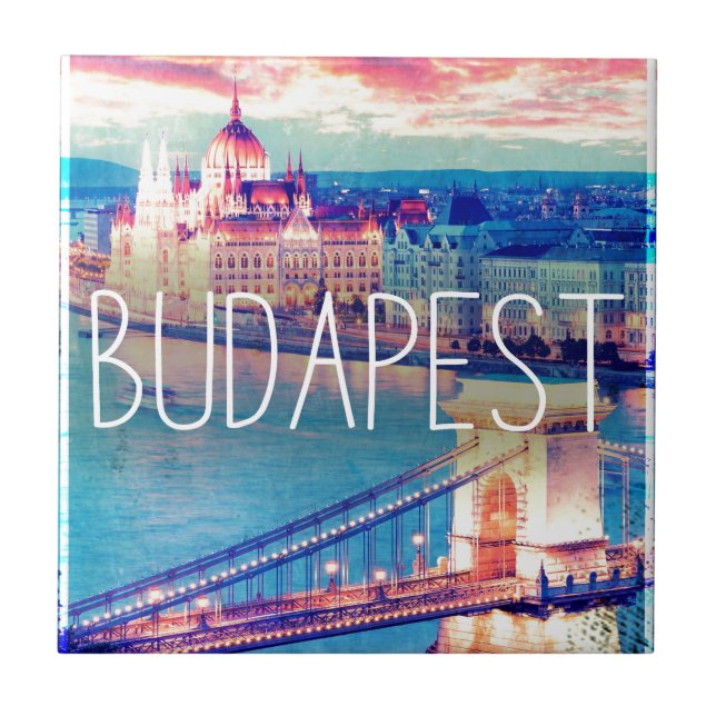 Budapest, vintage poster tile (Front)