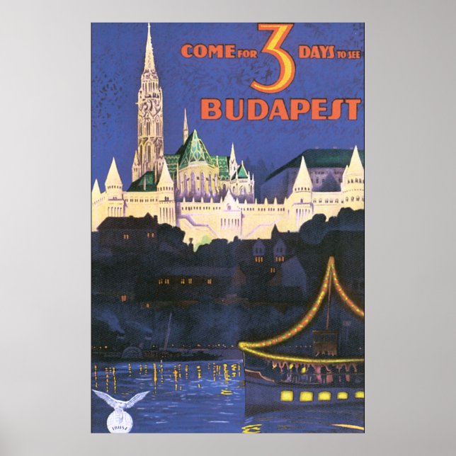 Budapest Vintage Travel Poster (Front)