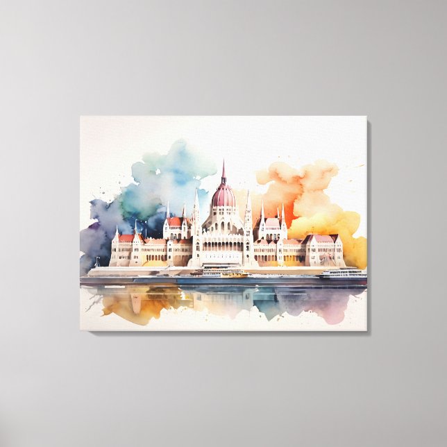 Budapest watercolor art canvas print (Front)