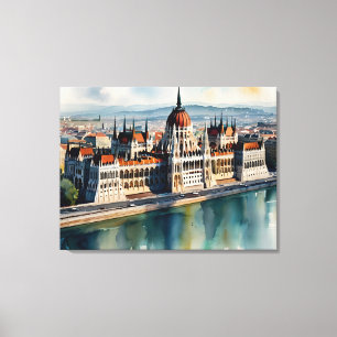 Budapest watercolor art canvas print