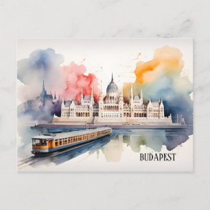 Budapest watercolor art postcard