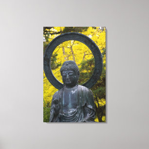 Budda Statue in the Japanese Gardens Golden Canvas Print