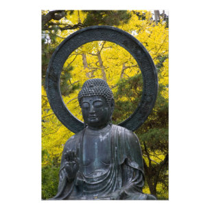 Budda Statue in the Japanese Gardens Golden Photo Print