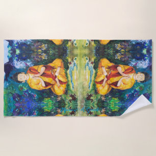 Buddah Garden Meditation Peace Maureen Girard Beach Towel