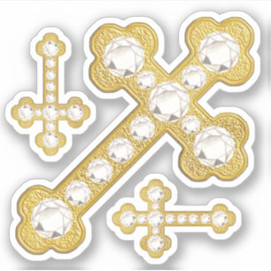Budded Crosses with 12 Faux Diamonds - Contour
