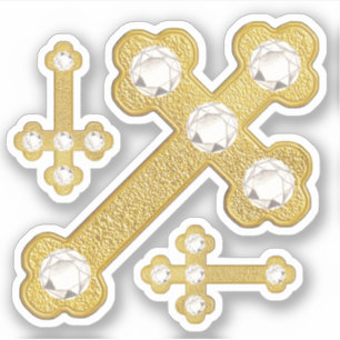Budded Crosses with 5 Faux Diamonds - Contour