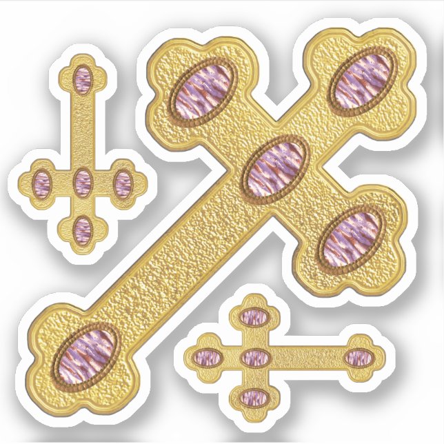 Budded Crosses with 5 Faux Purple Agates - Contour (Front)