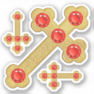 Budded Crosses with 5 Faux Rubies - Contour