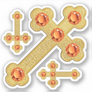 Budded Crosses with 5 Faux Topazes - Contour