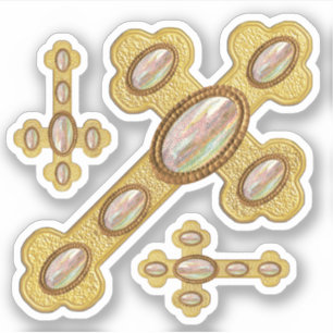 Budded Crosses with 6 Faux Opals - Contour