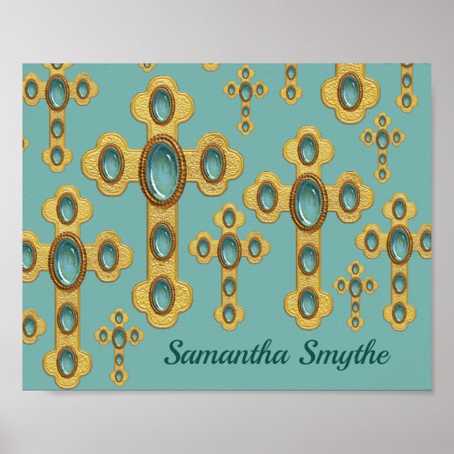 Budded Crosses with 6 Faux Turquoise - Poster (Front)