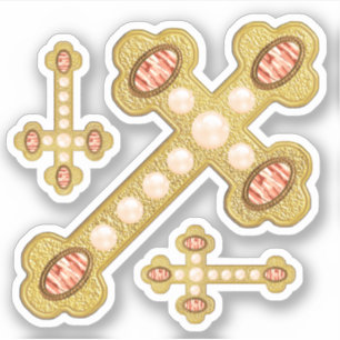 Budded Crosses with Faux Red Agates & Pearls -