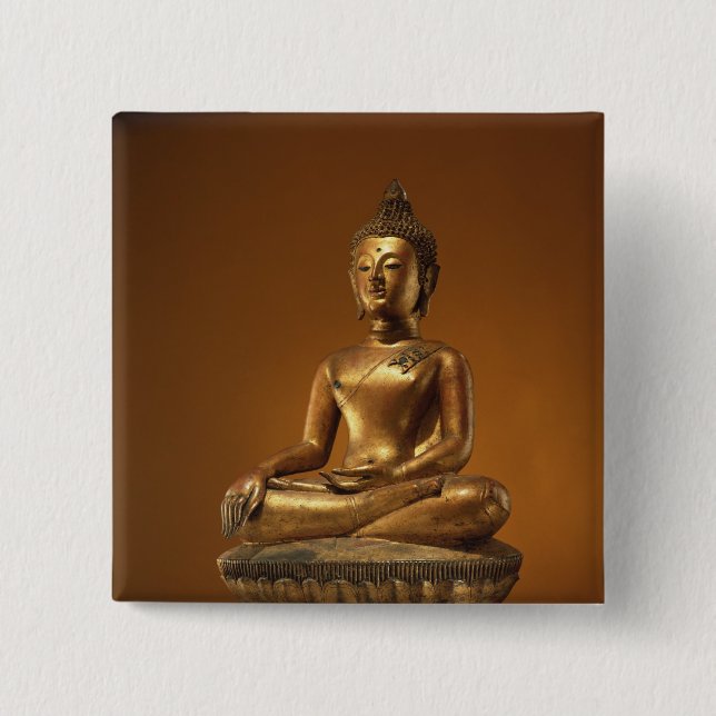 Buddha 15 Cm Square Badge (Front)