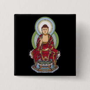 Buddha Abhaya Mudra 15 Cm Square Badge