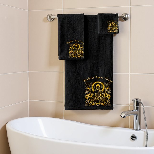 Buddha Amid Lotus Flowers Bath Towel Set (Creator Uploaded)