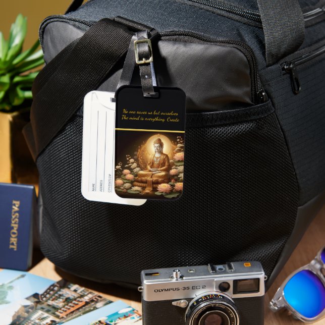 Buddha amid lotus flowers. luggage tag (Front & Back)