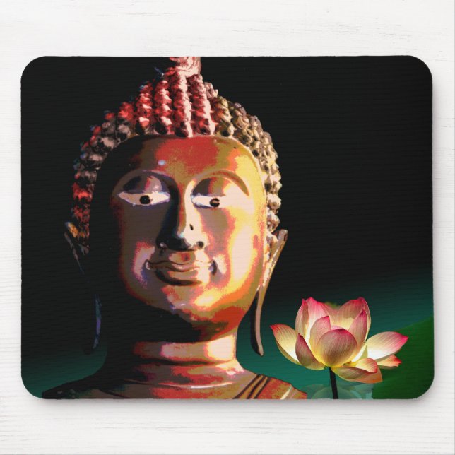 Buddha and Bloomed Lotus mousepad (Front)