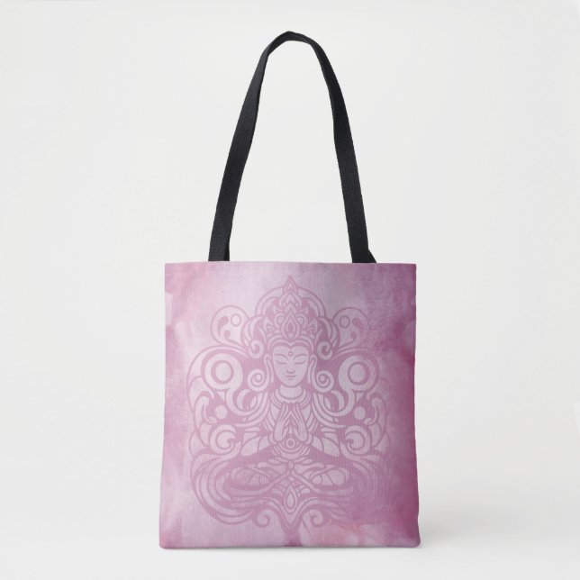 Buddha at Peace Pink Tote Bag (Front)