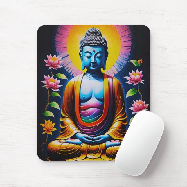 Buddha - Blooming Mindfulness Mouse Pad (With Mouse)