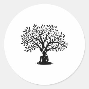 Buddha Bodhi Tree Meditation Yoga Buddhism Buddhis Classic Round Sticker