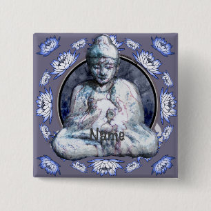 Buddha Breathe  15 Cm Square Badge