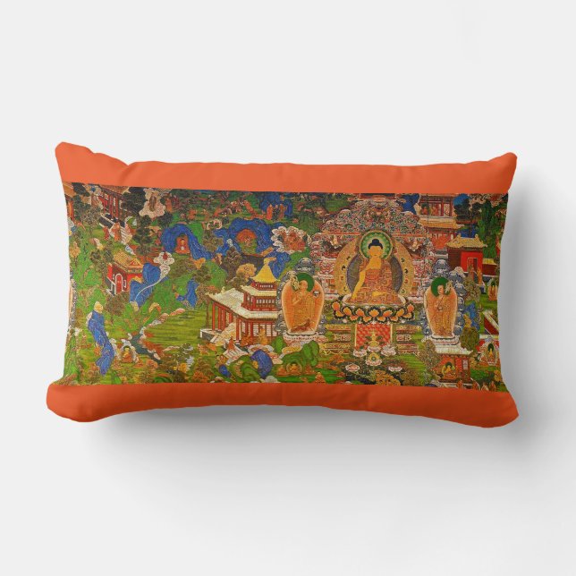 Buddha Buddhist Buddhism Blessing Boho Bohemian Lumbar Cushion (Front)