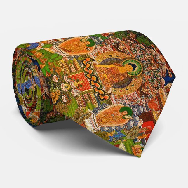 Buddha Buddhist Buddhism Blessing Boho Bohemian Tie (Rolled)