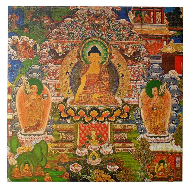 Buddha Buddhist Buddhism Blessing Boho Bohemian Tile (Front)