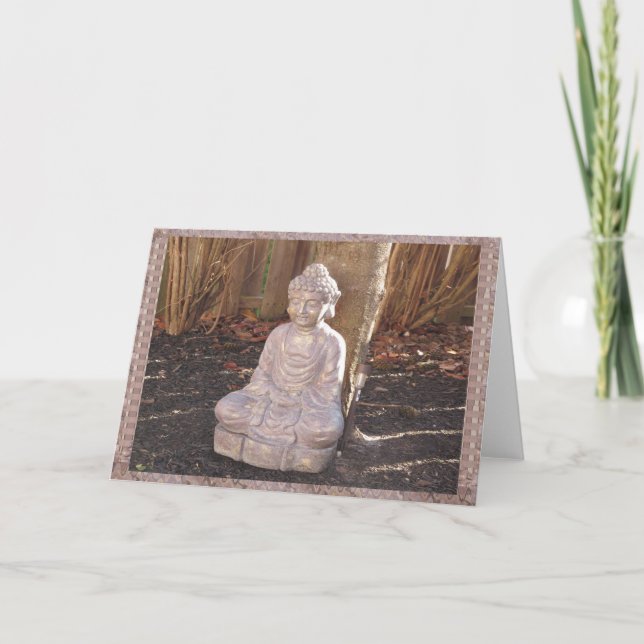Buddha Buddhist Spiritual Statue Idol Peace Happy Holiday Card (Front)