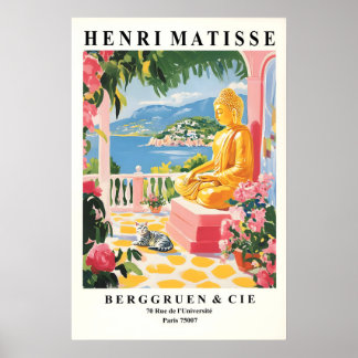Buddha Cat Art Print Matisse Style Spiritual Wall