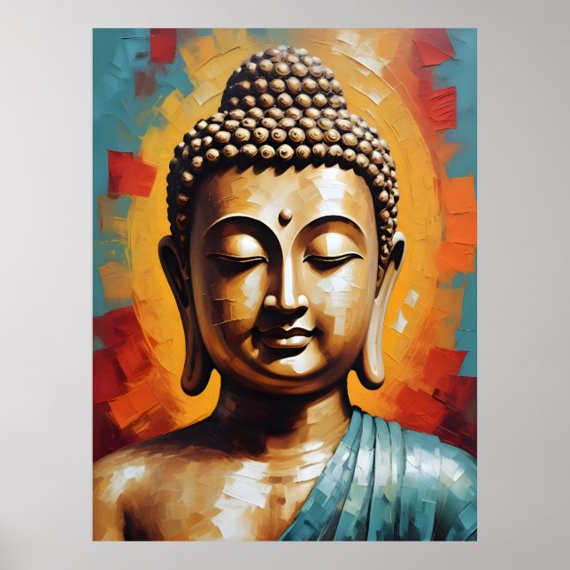 Buddha Colourful Painting - Modern Wall Art (Front)