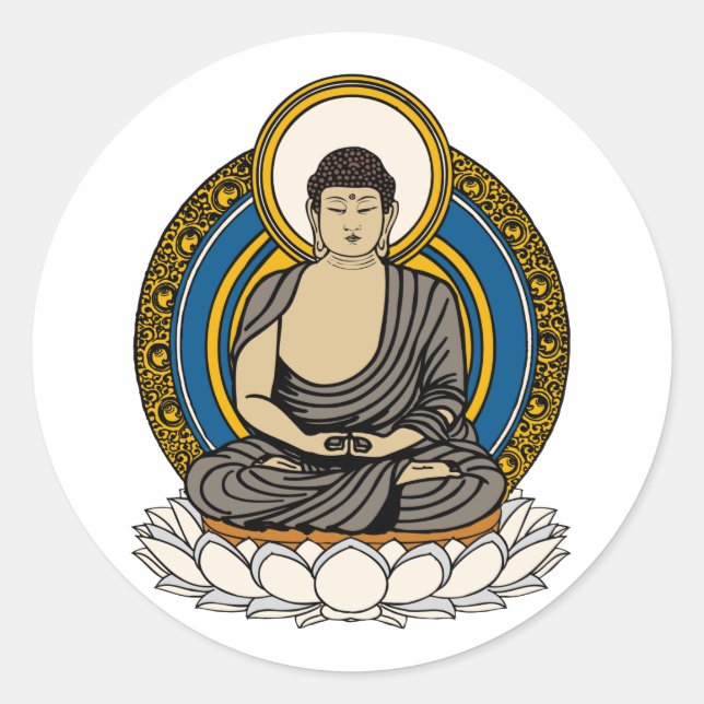 Buddha Dhyana Mudra Classic Round Sticker (Front)