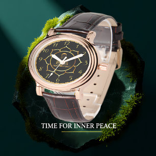 Buddha doing meditation spiritual  gold foil watch