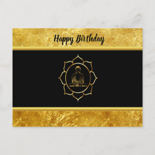 Buddha doing yoga meditation spiritual gold foil postcard