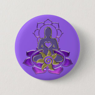 BUDDHA energy light violet 6 Cm Round Badge