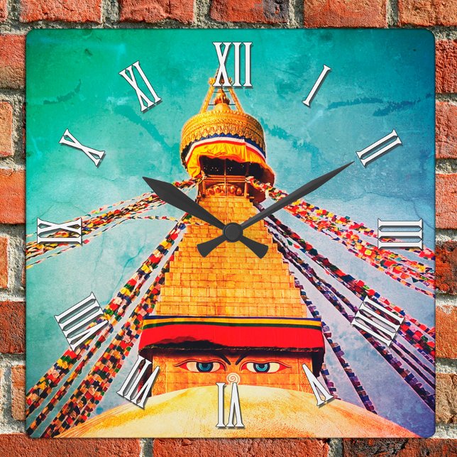 Buddha Eyes, Boudhanath Stupa, Nepal / Buddhism Square Wall Clock (Creator Uploaded)