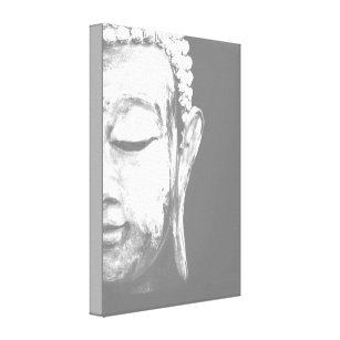 Buddha Face Black White Canvas Art Print