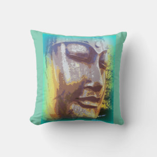 Buddha face green cushion