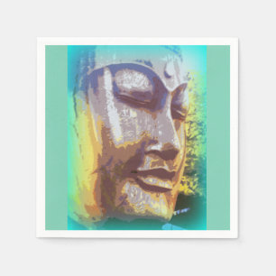 Buddha face green napkin