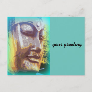 buddha face green postcard
