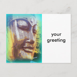 buddha face green postcard