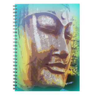 Buddha face green spiral notebook