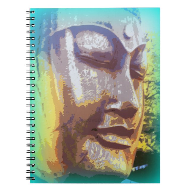 Buddha face green spiral notebook (Front)