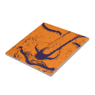 Buddha Face Zen Harmony Buddhahood Orange Tile