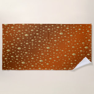 buddha, golden + buddha, asian pattern, shiny, Bea Beach Towel