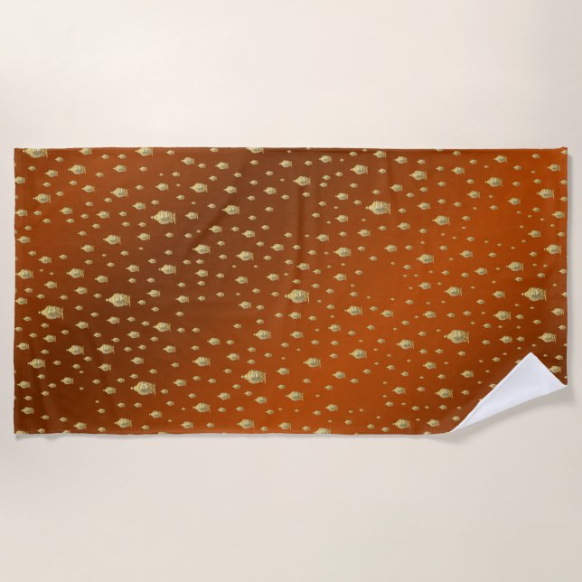 buddha, golden + buddha, asian pattern, shiny, Bea Beach Towel (Front)