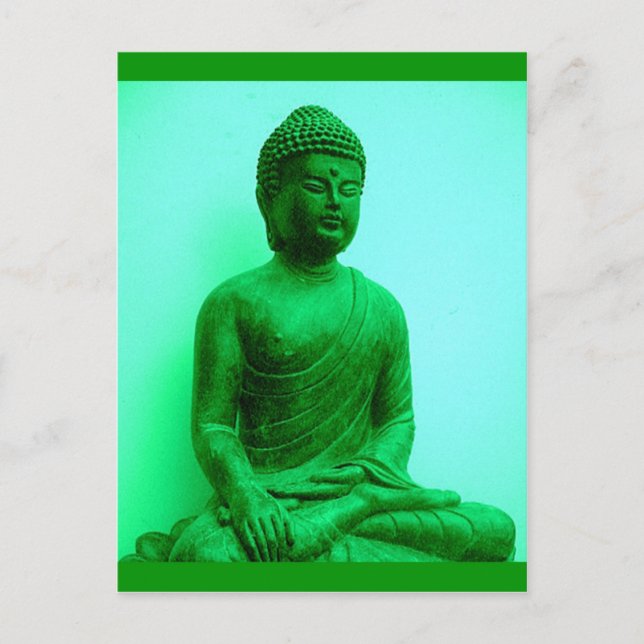 Buddha Green Bronze Statue by Sharles Postcard (Front)