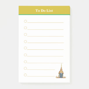 Buddha head & Golden Header To Do List Lined Post-it Notes