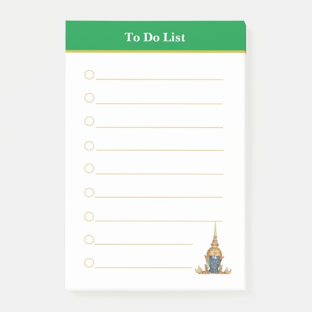 Buddha head & Green Header To Do List Lined Post-it Notes (Front)
