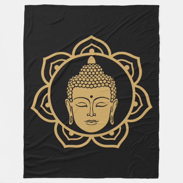 Buddha Head Meditation Fleece Blanket (Front)